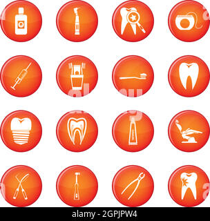 Set vettoriale icone per la cura dei denti Illustrazione Vettoriale