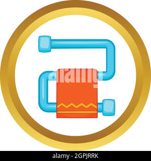 Portasciugamani riscaldato con orange asciugamano icona vettore Illustrazione Vettoriale