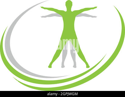 Persona in movimento, uomo, fitness, sport, logo, sfondo Illustrazione Vettoriale