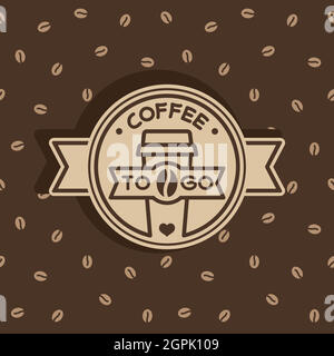 Etichetta Coffee To Go con motivo senza cuciture Illustrazione Vettoriale