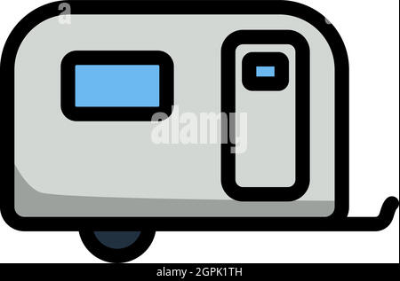 Icon Of Camping Family Caravan Car Illustrazione Vettoriale