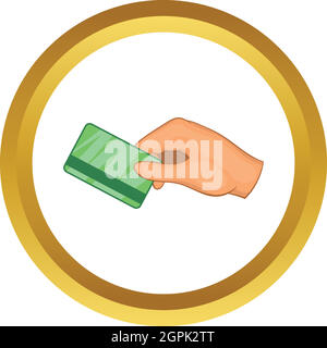 Mano con hotel room key card icona vettore Illustrazione Vettoriale