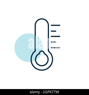 Termometro a freddo con icona piatta vettoriale. Cartello meteo Illustrazione Vettoriale
