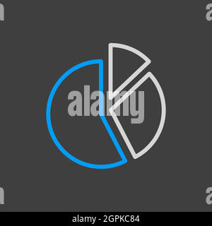 Icona del grafico a torta vettore isolato sul bianco Illustrazione Vettoriale