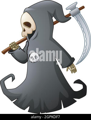 Cartoon grim Reaper con scythe Illustrazione Vettoriale