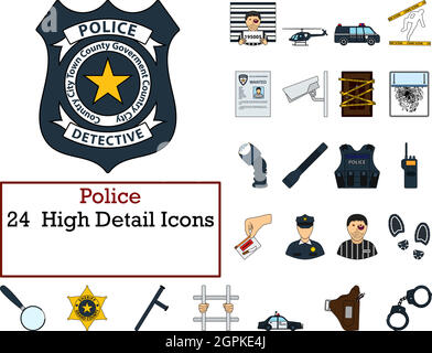 Icona della polizia impostata Illustrazione Vettoriale