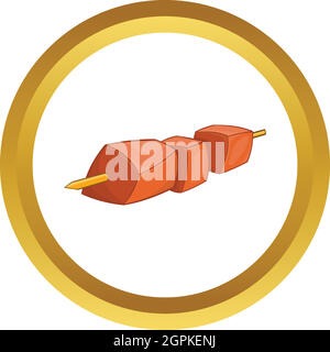 Kebab Barbecue su uno spiedino icona vettore Illustrazione Vettoriale