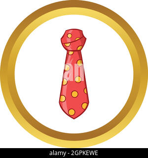 Red polka dot Tie collo icona Vettore, stile cartoon Illustrazione Vettoriale