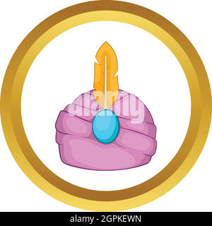 Il copricapo indiano turbante con piuma icona vettore Illustrazione Vettoriale