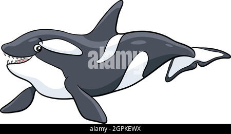 cartoon orca o killer balena mare carattere animale Illustrazione Vettoriale