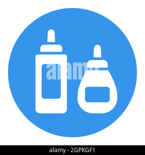 Mostarda ketchup e maionese speziato bottiglia bianca glifo icona Illustrazione Vettoriale
