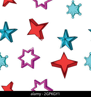 Tipi di stelle pattern, stile cartoon Illustrazione Vettoriale