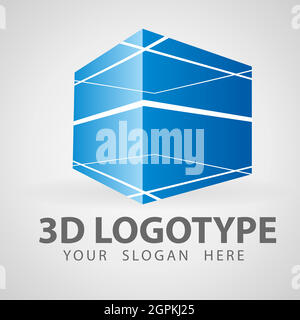 3D geometry Abstract Rettaungle Company Vector logo icona. Design del modello del logo Box. Stile isometrico, modello di logo aziendale Consult multiuso. Icona del logotipo isolata su sfondo bianco. Contorno Rettungle cubes icona solida. Segno quadrato 3D. Logo desig Illustrazione Vettoriale