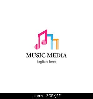 Design di icone vettoriali per il modello di logo musicale Foto Stock