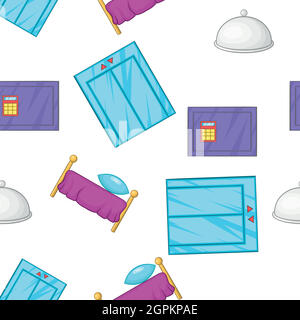 Hotel pattern, stile cartoon Illustrazione Vettoriale