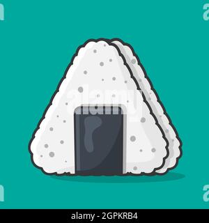 onigiri alimentare isolato cartoon vettore illustrazione in stile piatto Illustrazione Vettoriale
