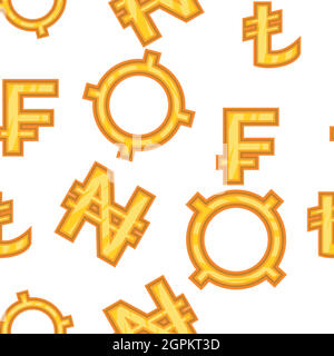 Simboli di valuta modello, stile cartoon Illustrazione Vettoriale