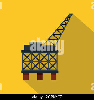 Oil Rig platform icona, stile piatto Illustrazione Vettoriale