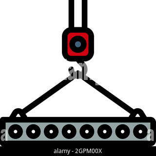 Icona della lastra appeso al gancio della gru Illustrazione Vettoriale