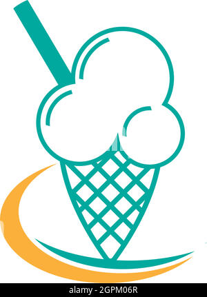 Illustrazione del modello vettoriale dell'icona del logo del gelato Illustrazione Vettoriale
