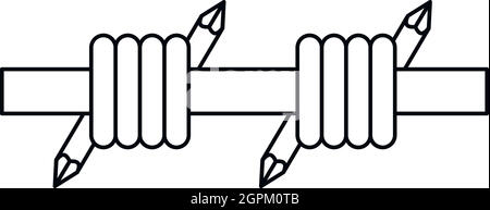 Filo spinato icona, stile contorno Illustrazione Vettoriale