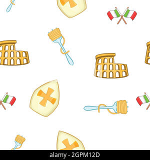 Simboli del modello italiano, stile cartoon Illustrazione Vettoriale