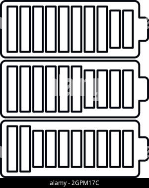 Indicatori batteria icona, stile contorno Illustrazione Vettoriale