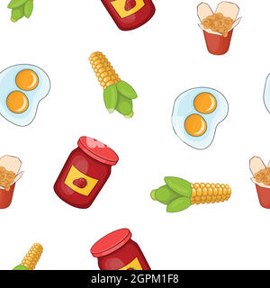 Il cibo spazzatura pattern, stile cartoon Illustrazione Vettoriale