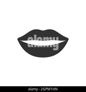 Femmina bella labbra nera vettore icona Illustrazione Vettoriale
