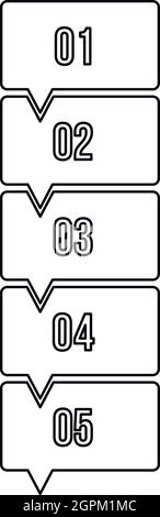 Cinque fasi infografico, l'icona di stile di contorno Illustrazione Vettoriale