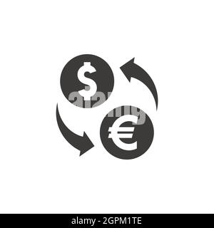 Cambio dollaro ed euro con frecce Illustrazione Vettoriale