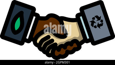 Icona dei handshake ecologici Illustrazione Vettoriale