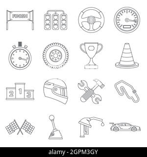 Icone di velocità di corsa impostate, stile di linea Illustrazione Vettoriale