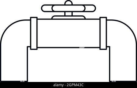 Acciaio valvola di pipeline di icona di stile di contorno Illustrazione Vettoriale