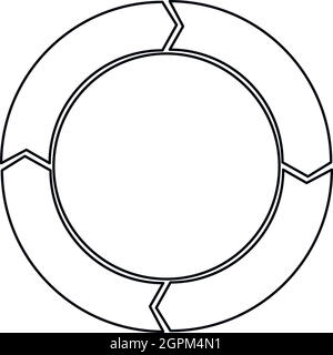 Ciclo schema cerchio di icona di stile di contorno Illustrazione Vettoriale