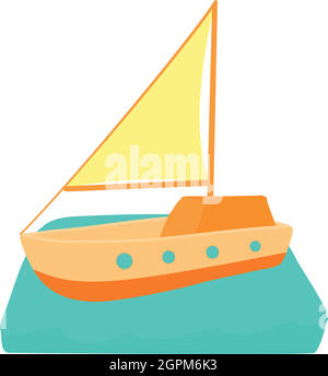 Icona di yacht, stile cartoon Illustrazione Vettoriale