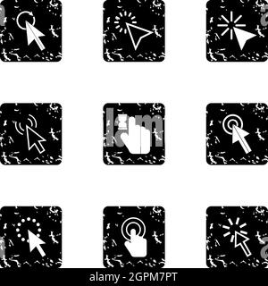 Types of arrows icons set, grunge style Stock Vector