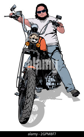 Biker sul motociclo Illustrazione Vettoriale