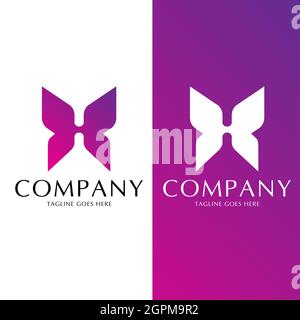 H Letter Butterfly Concept vettoriale per l'identità commerciale. Disponibile in versione a colori e monocromatica Illustrazione Vettoriale