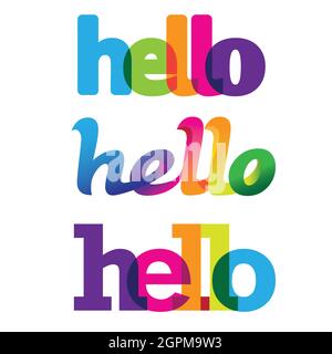Ciao saluti colorati disegni wordmark Illustrazione Vettoriale