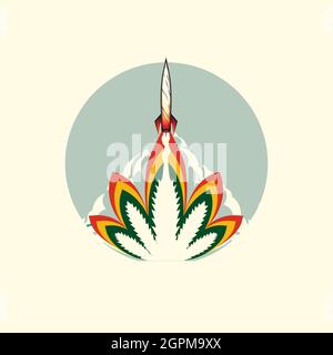 Potete prendermi abbastanza alto vettore di versione alternativa nel razzo combinato con l'erbaccia fumante Illustrazione Vettoriale