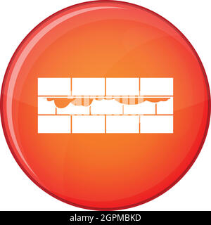 Muro di mattoni icona, stile piatto Illustrazione Vettoriale