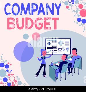 Visualizzazione concettuale del budget aziendale. Parola per il piano finanziario per un periodo definito spesso un anno che presenta il concetto di rapporto di progetto, rendicontazione Foto Stock