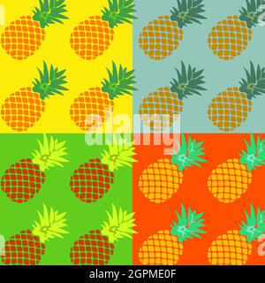 Concetto di illustrazione di ananas pop art estivo. Illustrazione Vettoriale