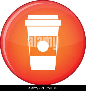 Bicchiere di carta di caffè icona, stile piatto Illustrazione Vettoriale