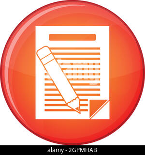 Carta e matita icona, stile piatto Illustrazione Vettoriale