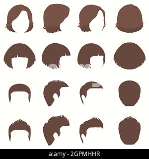 capelli uomo e donna, capelli vettoriali Illustrazione Vettoriale