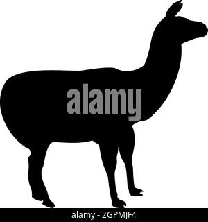 Silhouette alpaca lama lama lama lama guanaco nero colore vettoriale immagine stile piatto Illustrazione Vettoriale