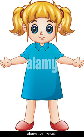 Illustrazione vettoriale del cartone animato cute Little girl Illustrazione Vettoriale