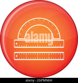 Righello e goniometro icona, stile piatto Illustrazione Vettoriale